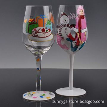 Hand Painted Christmas Wine Glasses with 65mm Top Diameter and 78mm Bottom Diameter